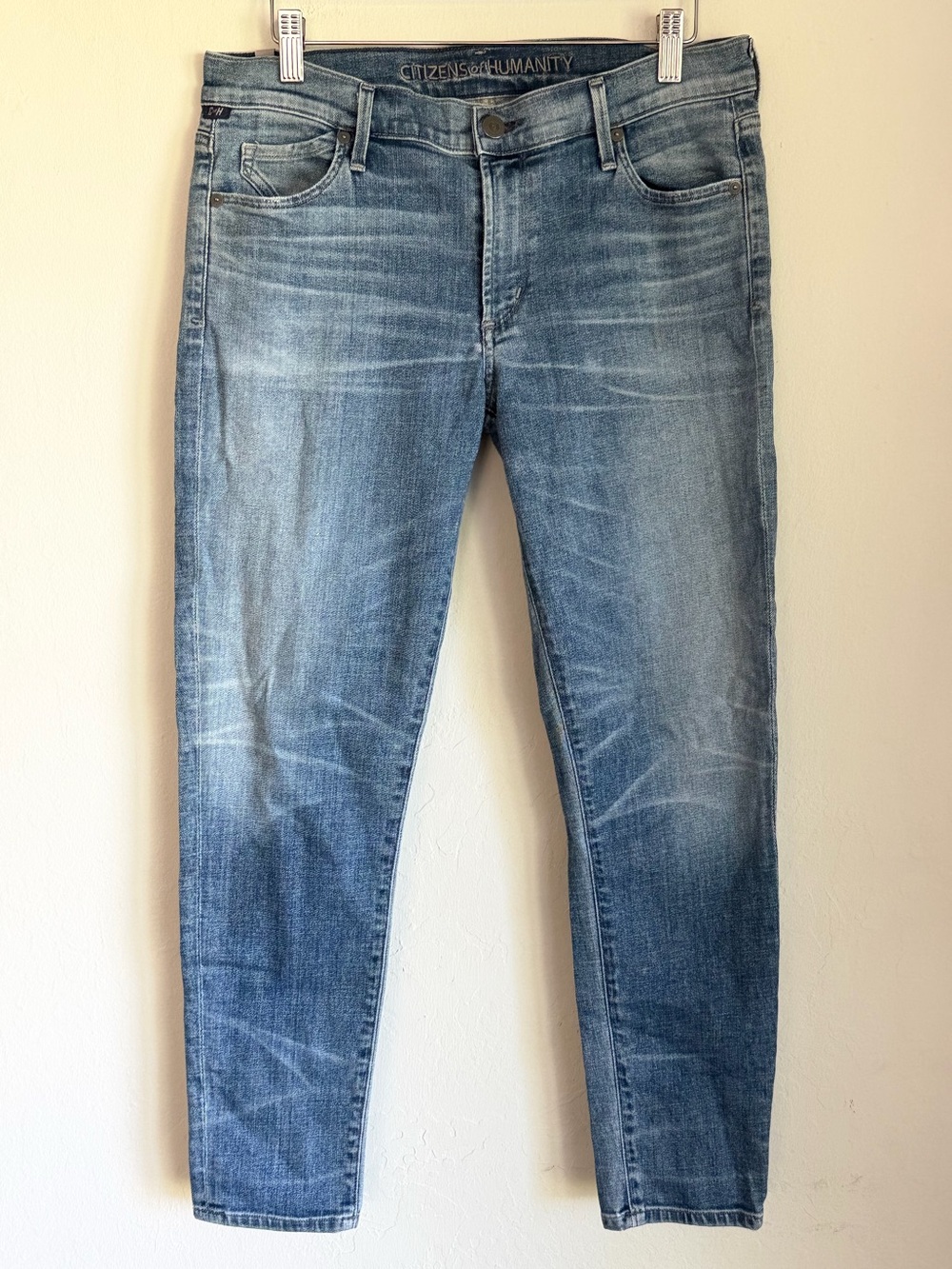 Citizens of Humanity Avedon Ankle Skinny Light Wash Whiskered Denim, Sz 31